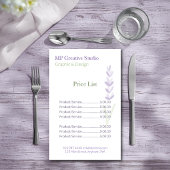 Elegant Lavender Sprig Botanical Design Price List Flyer
