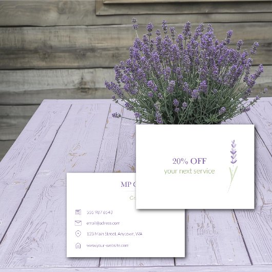 Elegant Lavender Sprig Botanical Design Rabattkarte