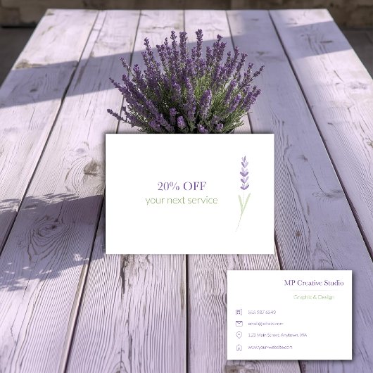 Elegant Lavender Sprig Botanical Design Rabattkarte