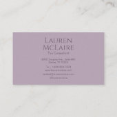 Elegant Lavender Taupe Circle Monogram Visitenkarte (Rückseite)