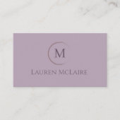 Elegant Lavender Taupe Circle Monogram Visitenkarte (Vorderseite)