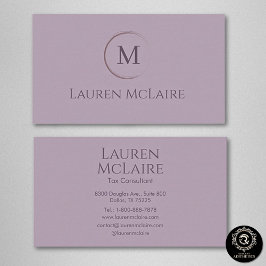 Elegant Lavender Taupe Circle Monogram Visitenkarte