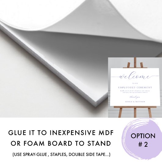 Elegant Lavender Unplugged Wedding Welcome Sign Poster