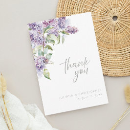 Elegant Lavender Watercolor Floral Wedding Thank Dankeskarte