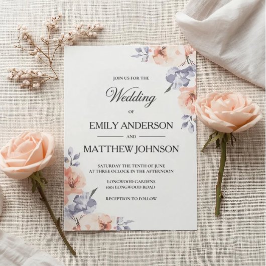 Elegant Lavender Watercolor Wedding Invitation Einladung