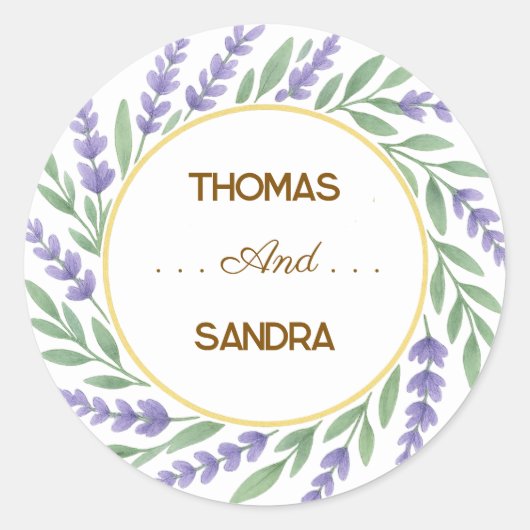 Elegant Lavender Watercolor Wedding Sticker (Vorderseite)