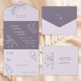 Elegant Lavender Wedding All In One Einladung