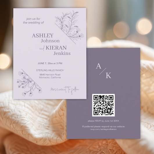 Elegant Lavender Wedding Budget Einladung Flyer