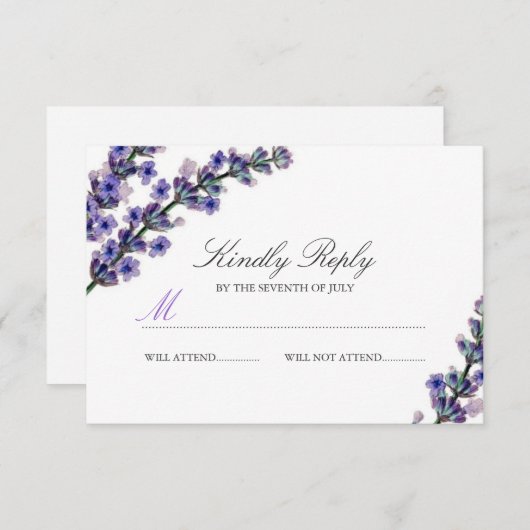 Elegant Lavender Wedding RSVP (Vorne/Hinten)
