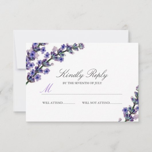 Elegant Lavender Wedding RSVP Karte (Vorderseite)
