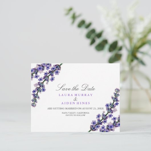 Elegant Lavender Wedding speichern das Datum Save The Date (Stehend Vorderseite)