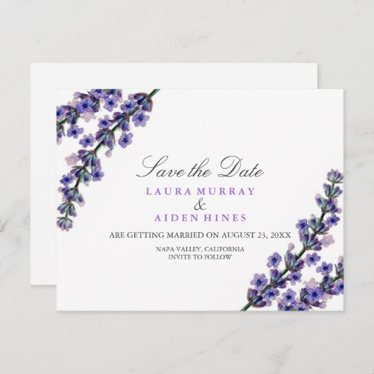 Elegant Lavender Wedding speichern das Datum Save The Date (Vorne/Hinten)