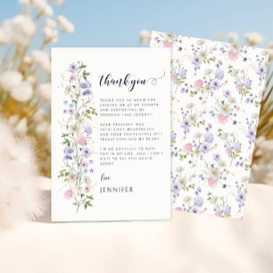 Elegant Lavender Wildblume Boho Brautparty Dankeskarte