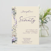 Elegant Lavender Wildflower Script 70th Birthday Einladung (Stehend Vorderseite)