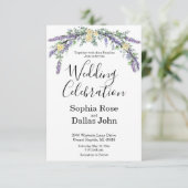 Elegant Lavender Yellow Rose Eukalyptus Hochzeit Einladung (Stehend Vorderseite)