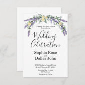 Elegant Lavender Yellow Rose Eukalyptus Hochzeit Einladung (Vorne/Hinten)