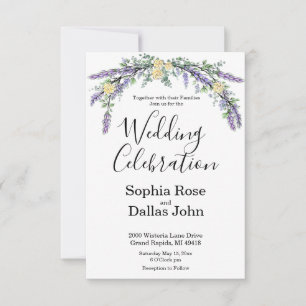 Elegant Lavender Yellow Rose Eukalyptus Hochzeit Einladung