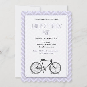 Elegant Lavender Zickzack Vintages Fahrrad Geburts Einladung