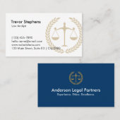 Elegant Law Firm Professional Navy Blue White Gold Visitenkarte (Vorne/Hinten)
