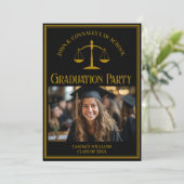 Elegant Law School Graduation Photo Party Einladung (Stehend Vorderseite)