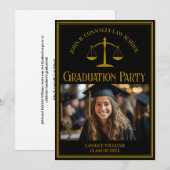 Elegant Law School Graduation Photo Party Einladung (Vorne/Hinten)