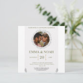 Elegant Leaf Arch Wedding Invitation with Ecclesia Save The Date (Stehend Vorderseite)