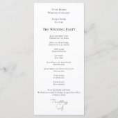 Elegant Leaf Black Script Typografy Wedding Programm (Rückseite)