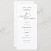 Elegant Leaf Black Script Typografy Wedding Programm (Vorne/Hinten)