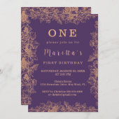 Elegant Leaf Einladung zum ersten Geburtstag (Vorne/Hinten)