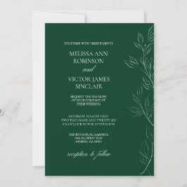 Elegant Leaf Emerald Green Wedding Einladung