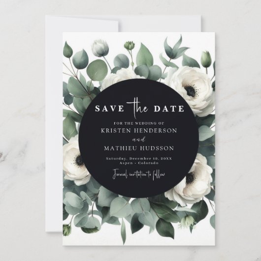 Elegant Leaf Eucalyptus Digital Wedding Save The Date (Vorderseite)