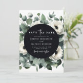 Elegant Leaf Eucalyptus Digital Wedding Save The Date (Stehend Vorderseite)