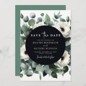 Elegant Leaf Eucalyptus Digital Wedding Save The Date (Vorne/Hinten)