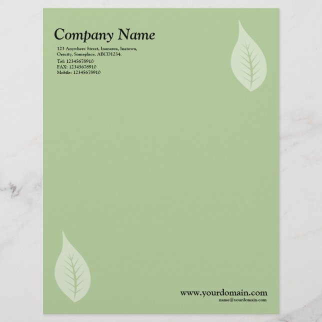 Elegant Leaf - Green Briefkopf (Vorderseite)