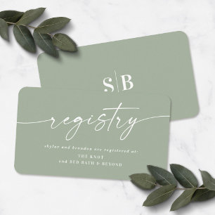 Elegant Leaf Green Polterabend Gift Registry Begleitkarte