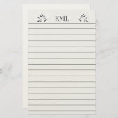 Elegant Leaf Monogram Personalized Lined Briefpapier (Vorne/Hinten)