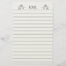 Elegant Leaf Monogram Personalized Lined