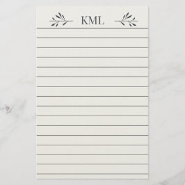 Elegant Leaf Monogram Personalized Lined Briefpapier