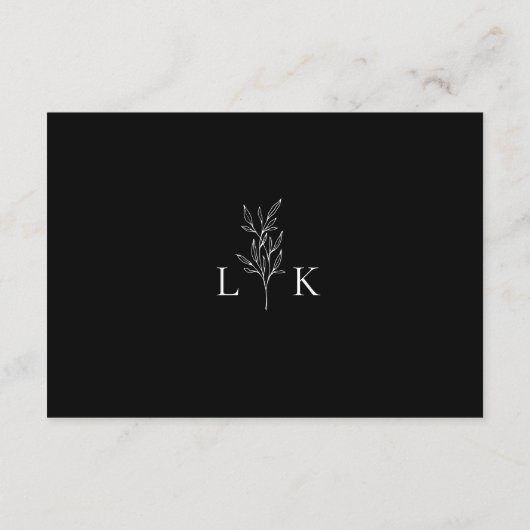 Elegant Leaf Monogram Wedding QR Code Details Begleitkarte (Rückseite)