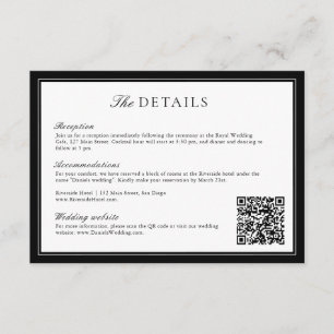 Elegant Leaf Monogram Wedding QR Code Details Begleitkarte