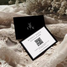 Elegant Leaf Monogram Wedding QR Code UAWG