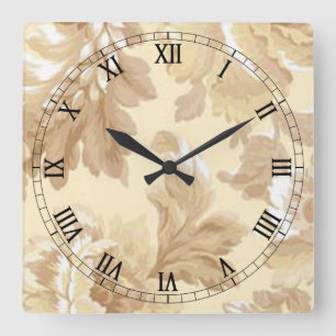 Elegant Leaf  Square Roman Numerals Clock Quadratische Wanduhr
