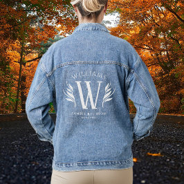 Elegant Leaf Surname Initial Family Wiedersehen Jeansjacke