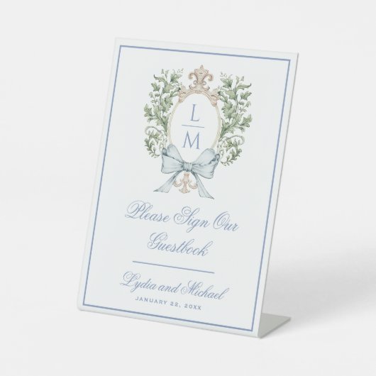 Elegant Leaf Wappen Gäestbook Sockelschild (Vorderseite)