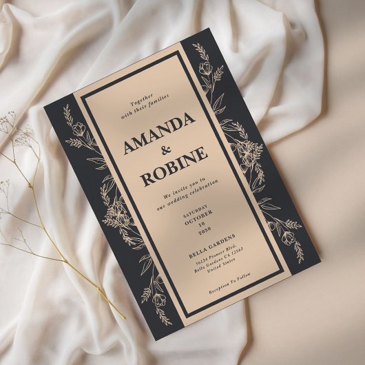 Elegant Leaf Wedding Einladung