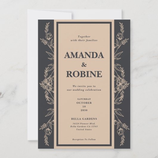 Elegant Leaf Wedding Einladung (Vorderseite)