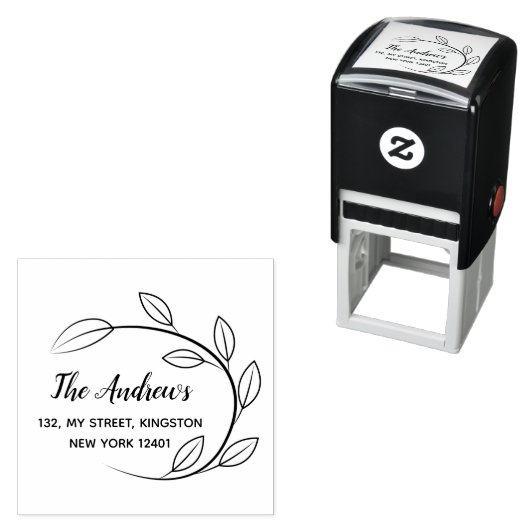 Elegant Leaf Wreath Family Permastempel (Beispiel)