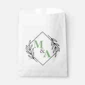 Elegant Leaf Wreath Monogram Greenerity Wedding Geschenktütchen (Vorderseite)