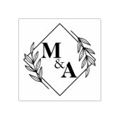 Elegant Leaf Wreath Monogram Greenerity Wedding Gummistempel (Prägung)