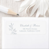 Elegant Leafy Branch Blue Script Wedding Address (Insitu)